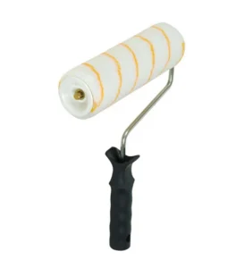 rodillo antigota poliamida blanca raya amarilla con mango polipropileno 18 cm