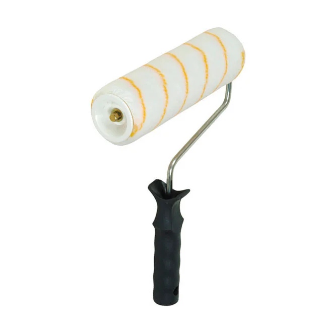 rodillo antigota poliamida blanca raya amarilla con mango polipropileno 18 cm